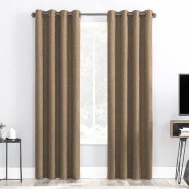 Curtainwala Rusty Solid Peach Polyester Blackout Curtain (2 Panels)