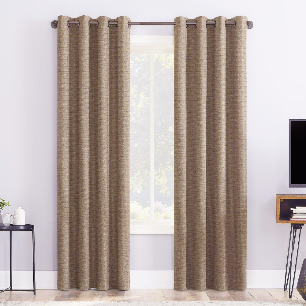 Self Textured Ivory Polyester Blackout Curtain (2 Panels)