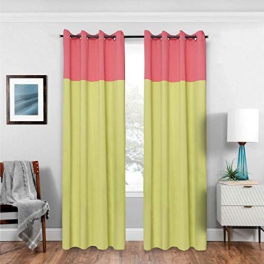 Curtainwala Kurtains2fly Pink Green 629/615 2 Panels Twin Two Color Blackout Opaque Curtains