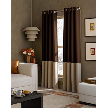 Curtainwala Kurtains2fly Polyester Beige Brown 653/606 Twins Curtains 2 Panels