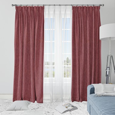 Curtainwala Rusty Solid Dark Red Polyester Blackout Curtain (2 Panels)