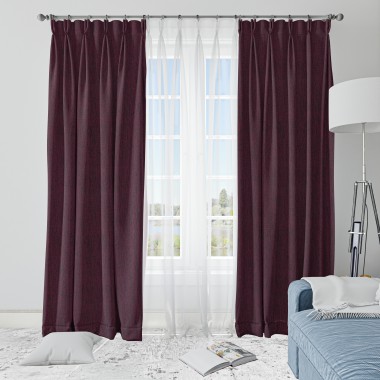Curtainwala Rusty Solid Maroon Polyester Blackout Curtain (2 Panels)