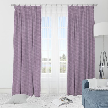 Self Textured Pink Polyester Blackout Curtain (2 Panels)